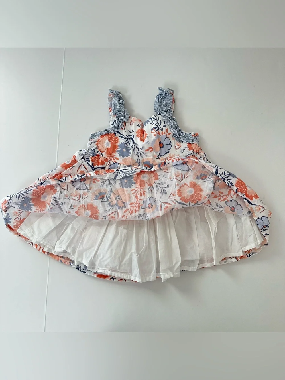 Tahari‎ Baby Girl Dress in Coral and Navy Floral Sundress with Bow